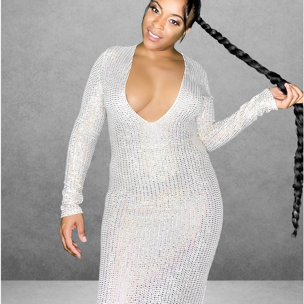 Fitted Sexy Gold embellished dress